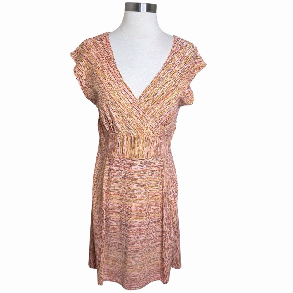 Royal Robbins Faux Wrap Dress Medium Pink Orange Space Dye Travel Outdoor M